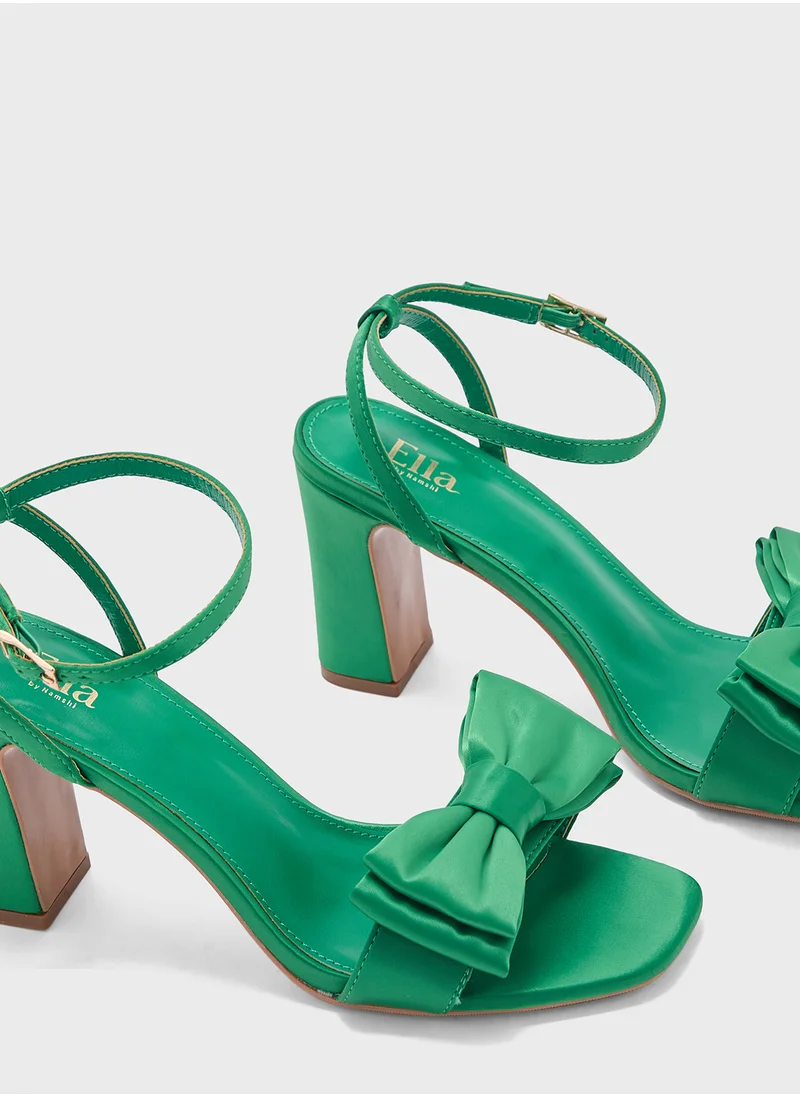 ELLA Bow Detail Block Heel Backstrap Sandal