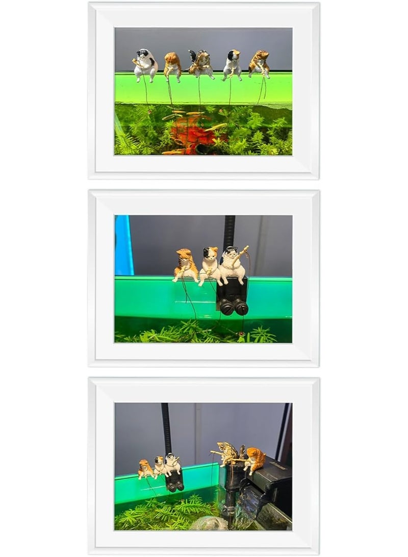 HUANXIN HOME 5 Pcs Small Cat Statue Fishing Cat Sitting Figurine Garden Cat Sitting Fish Tank Sculpture Gift Decoration for Aquarium Landscaping - Image 5