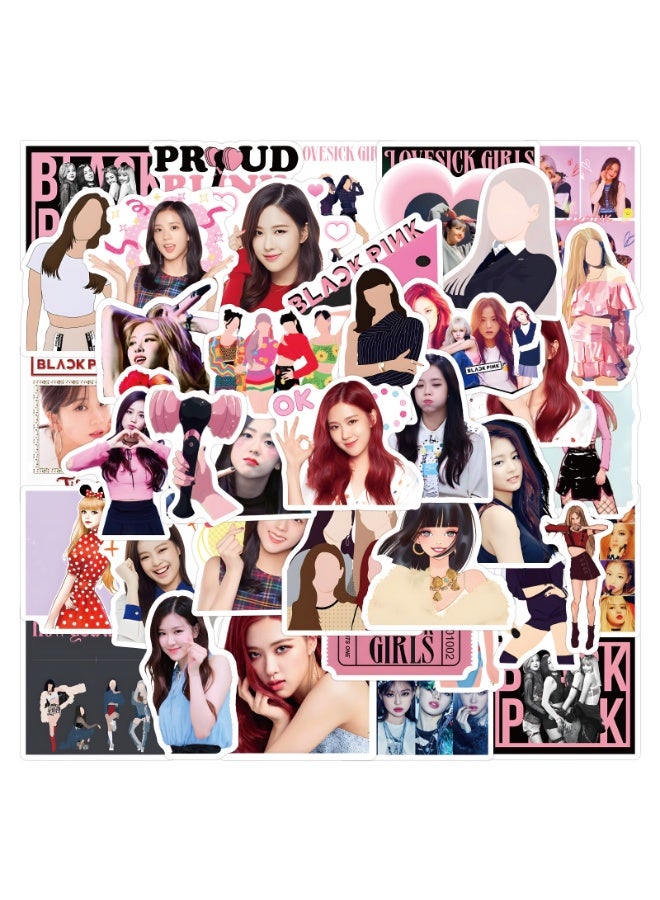NIBEMINENT 50 Pcs Kpop BLACKPINK Deco Kit Waterproof Stickers, High Definition Printing Bright Colors, Suitable for Laptop Skateboard Luggage Water Bottle Guitar DIY - Image 2