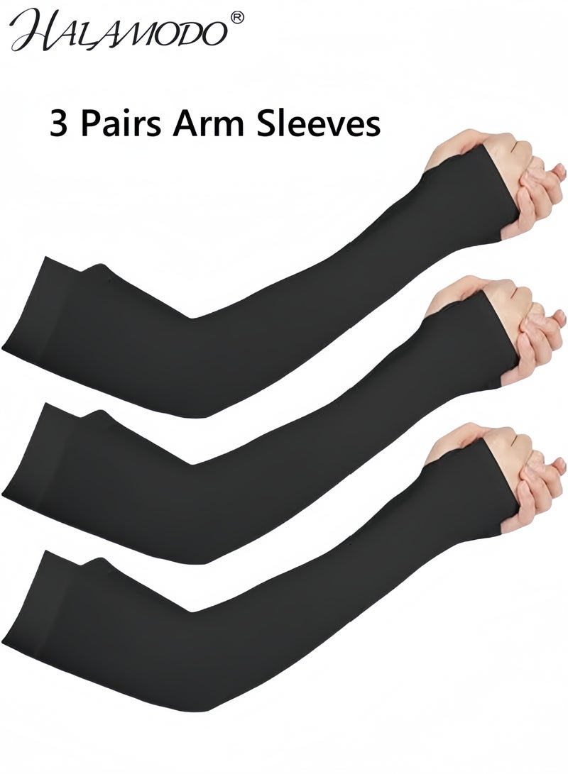 هالامودو أزواج من أكمام الذراع، أكمام ضاغطة للحماية من الأشعة فوق البنفسجية، أكمام تبريد للشمس، واقي من الشمس في الهواء الطلق، أكمام ذراع طويلة ناعمة، قفازات بدون أصابع، غطاء وشم، أكمام ذراع لكرة السلة - Image 1