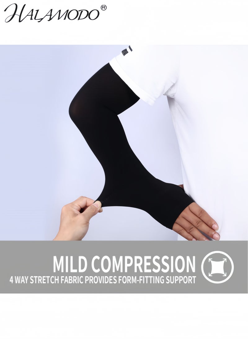 هالامودو أزواج من أكمام الذراع، أكمام ضاغطة للحماية من الأشعة فوق البنفسجية، أكمام تبريد للشمس، واقي من الشمس في الهواء الطلق، أكمام ذراع طويلة ناعمة، قفازات بدون أصابع، غطاء وشم، أكمام ذراع لكرة السلة - Image 3