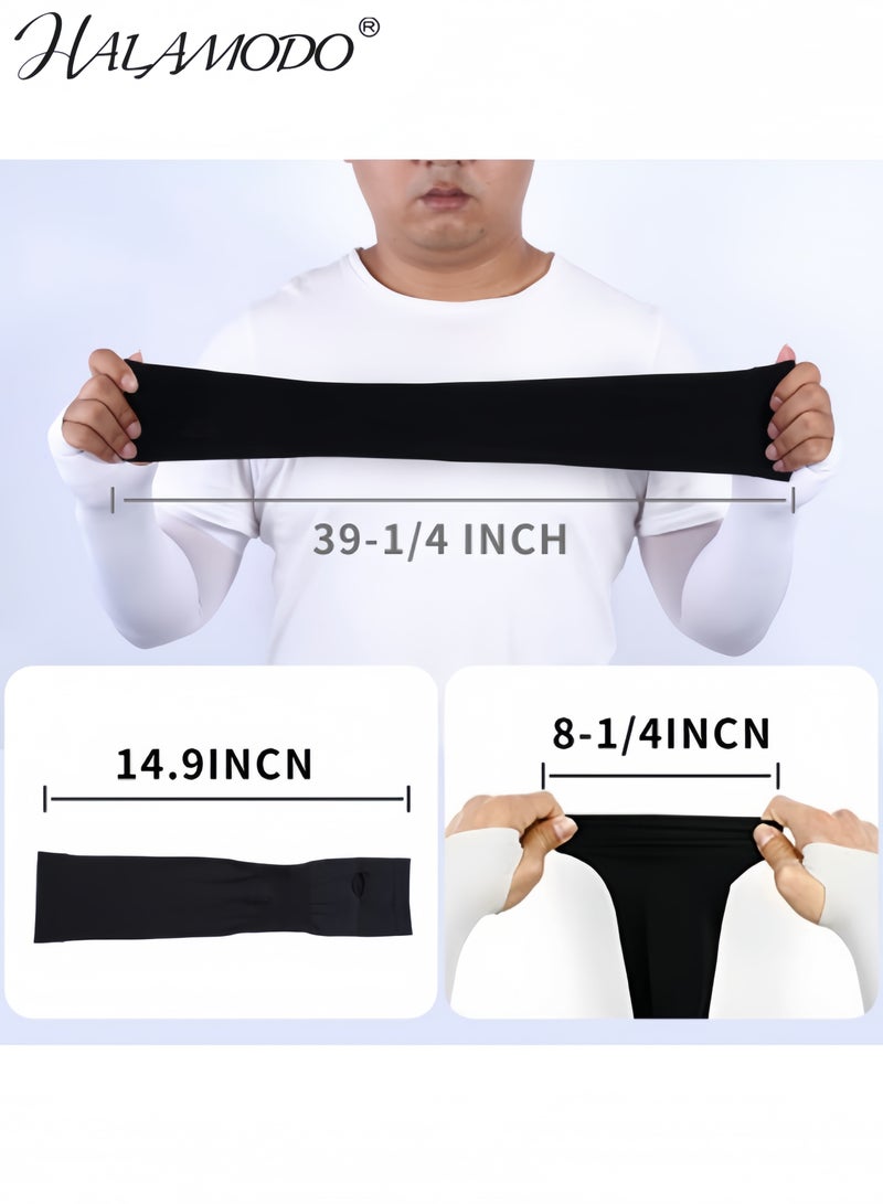 هالامودو أزواج من أكمام الذراع، أكمام ضاغطة للحماية من الأشعة فوق البنفسجية، أكمام تبريد للشمس، واقي من الشمس في الهواء الطلق، أكمام ذراع طويلة ناعمة، قفازات بدون أصابع، غطاء وشم، أكمام ذراع لكرة السلة - Image 5