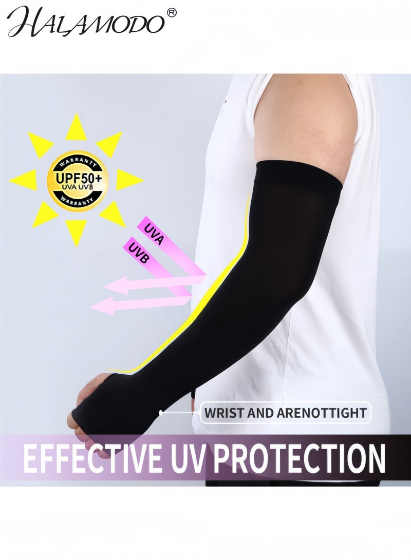 هالامودو أزواج من أكمام الذراع، أكمام ضاغطة للحماية من الأشعة فوق البنفسجية، أكمام تبريد للشمس، واقي من الشمس في الهواء الطلق، أكمام ذراع طويلة ناعمة، قفازات بدون أصابع، غطاء وشم، أكمام ذراع لكرة السلة - Image 2