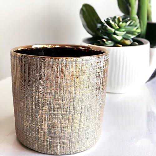 Fox & Fern New Imported Ceramic Round Flower Pot (Dia- 5 Inch) for All Kinds of Flower Planters and Green Plants (Home/Indoor and Garden/Outdoor) (GA133B-039) - Image 4