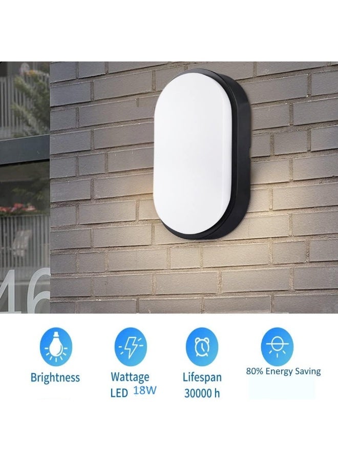 Royal Apex Led Surface Mounted Oval Bulkhead Light Fitting With Black Trim Ip65 Waterproof For Outdoor Balcony And Garden Etc.. 18W-Daylight - Image 2