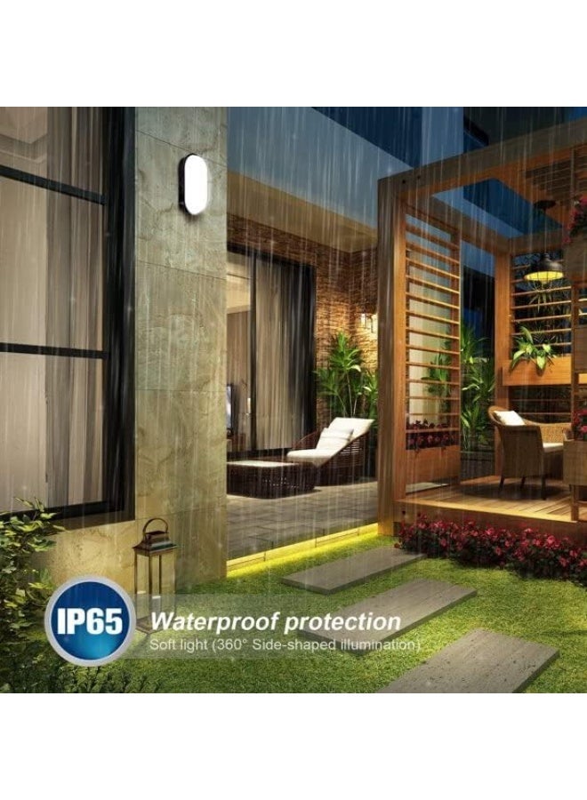 Royal Apex Led Surface Mounted Oval Bulkhead Light Fitting With Black Trim Ip65 Waterproof For Outdoor Balcony And Garden Etc.. 18W-Daylight - Image 4