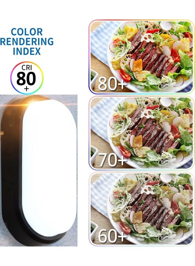 Royal Apex Led Surface Mounted Oval Bulkhead Light Fitting With Black Trim Ip65 Waterproof For Outdoor Balcony And Garden Etc.. 18W-Daylight - Image 3