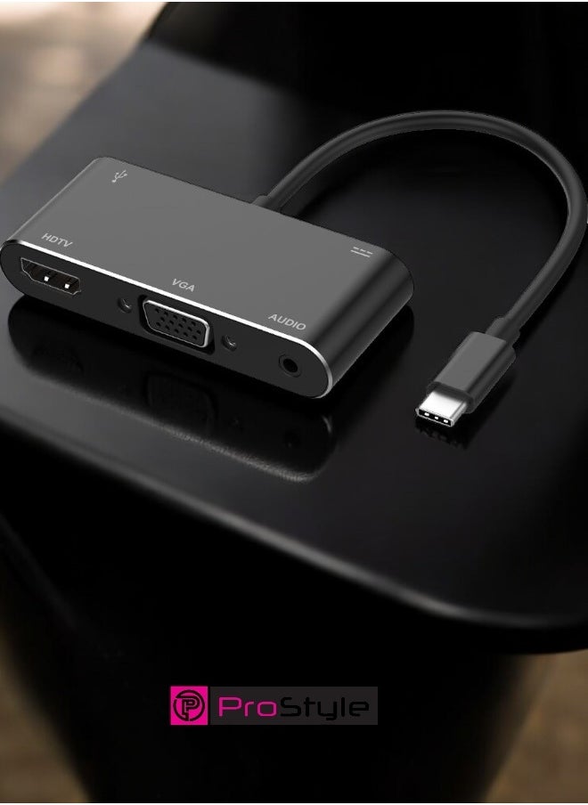 Prostyle - 5 in 1 USB C Hub with 4k HDMI, PD Charging, VGA, USB, Audio Docking Station for MacBook Pro, Laptops - Image 1