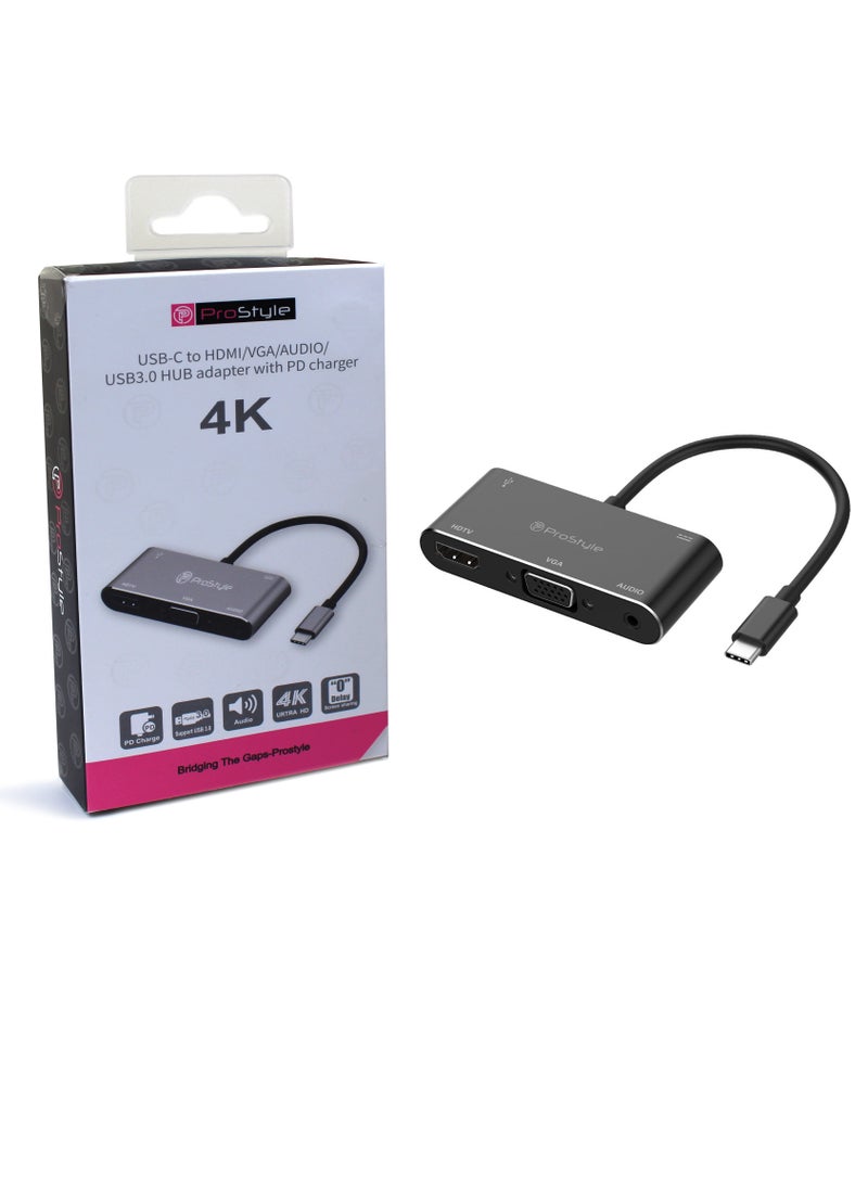 Prostyle 5 in 1 USB C Hub with 4k HDMI, PD Charging, VGA, USB, Audio Docking Station for MacBook Pro, Laptops  - Image 4