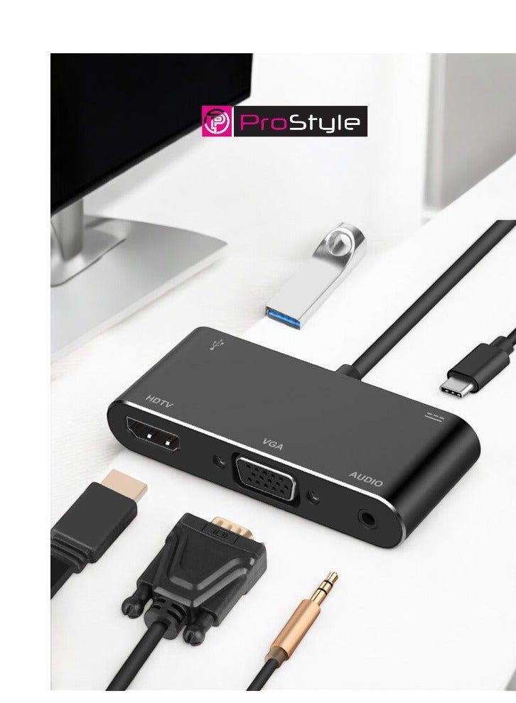 Prostyle 5 in 1 USB C Hub Docking Station with 4K HDMI VGA PD Charging USB Port Audio Adapter Compatible with MacBook Pro Air Dell HP Lenovo Surface Laptops - Image 4