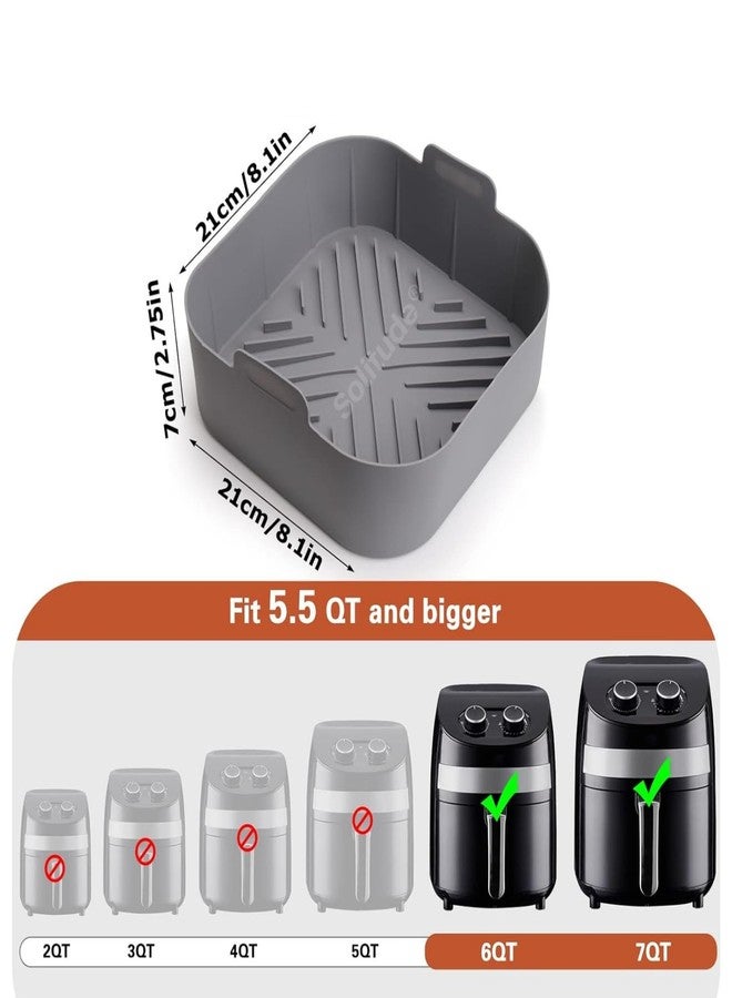 Solitude Silicone Air Fryer Liner, Reusable Food Safe Air Fryers Oven Accessories, Silicone Basket Baking Tray Pots Liners Multicolor (Square) - Image 2