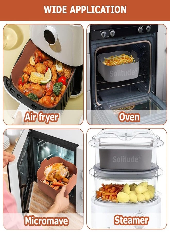 Solitude Silicone Air Fryer Liner, Reusable Food Safe Air Fryers Oven Accessories, Silicone Basket Baking Tray Pots Liners Multicolor (Square) - Image 5