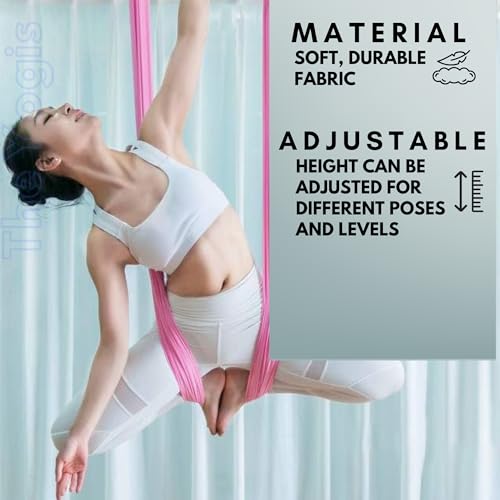 The Yogis™ Silk Fabric Aerial Yoga Hammock - for Antigravity Yoga, Inversion Exercises | With 2 Heavy Carabiners | - Image 3