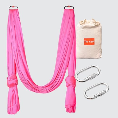 The Yogis™ Silk Fabric Aerial Yoga Hammock - for Antigravity Yoga, Inversion Exercises | With 2 Heavy Carabiners | - Image 1