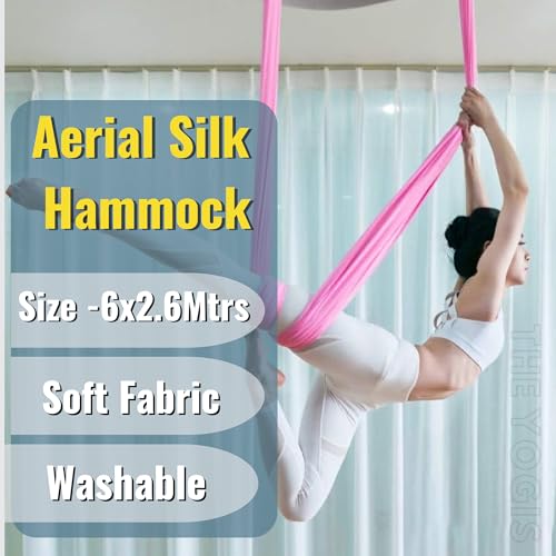 The Yogis™ Silk Fabric Aerial Yoga Hammock - for Antigravity Yoga, Inversion Exercises | With 2 Heavy Carabiners | - Image 2
