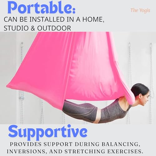 The Yogis™ Silk Fabric Aerial Yoga Hammock - for Antigravity Yoga, Inversion Exercises | With 2 Heavy Carabiners | - Image 4