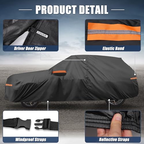 X AUTOHAUX غطاء سيارة X AUTOHAUX لجيب جراند شيروكي 210D-PU خارجي غطاء سيارة كامل لجميع الأحوال الجوية مع سحاب للباب للحماية من الماء والرياح والشمس والمطر والثلج - Image 5