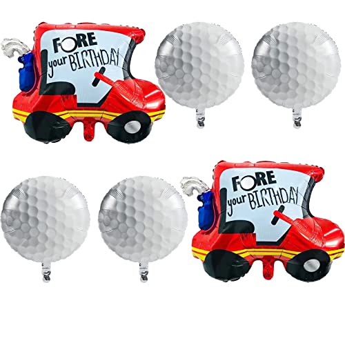 RS 6PCS Golf Foil Balloons Golf Cart Balloons Golf Ball Sports Balloons for Birthday Baby Shower Golf Themed Party Decorations Supplies - Image 1