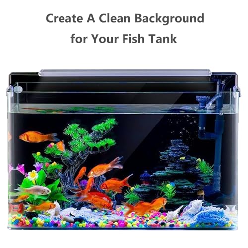 XCNO Aquarium Background Static Cling Black Fish Tank Background Wallpaper Fish Tank Backdrop Vinyl Aquarium Poster Background 47 x 18 in - Image 5