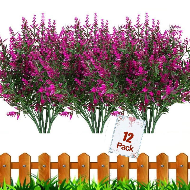 HBell 12 Bundles Outdoor Artificial Flowers UV Resistant Fake Boxwood PlantsFaux Plastic Greenery for Indoor Outside Garden Porch Window Box Home Wedding Farmhouse Decor