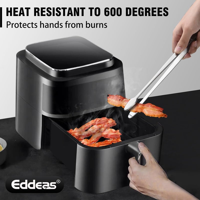 Eddeas Tongs For Cooking - Heat Resistant 600 Degrees, All Metal Kitchen Tweezers Tongs, Heavy Duty Stainless Steel Cooking for Food, Grill, BBQ, Dishwasher safe Set of 4 (12" & 9in) - Image 4