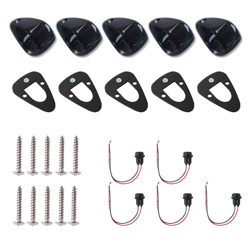 DERMOKA Cab Roof Top Marker Lights White Led Clearance Running Lamps for 1999-2016 F250 F350 F450 F550 Super Duty Pickup Truck, 5PCS (Smoked Black) - Image 5