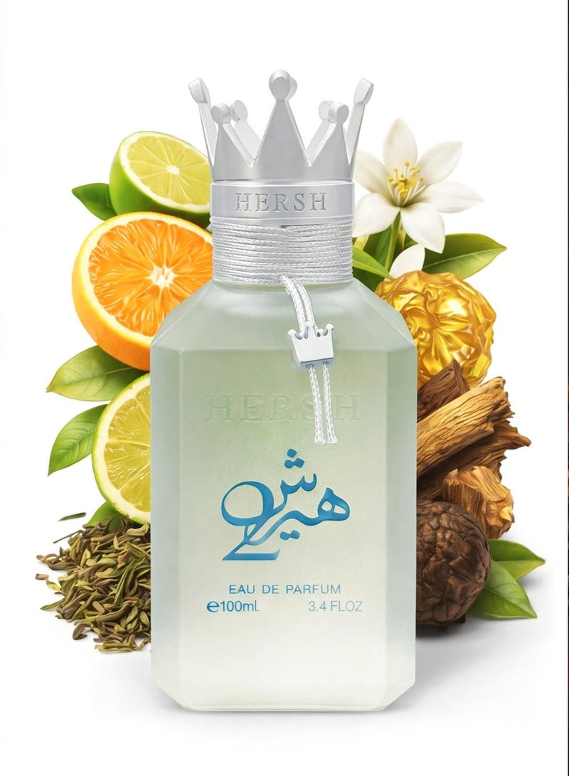 Alezz Oud Hersh 2 Unisex Eau de Parfum 100ml – Long-Lasting Citrus Summer Fragrance with Orange, Ginger & Black Tea Notes - Image 1