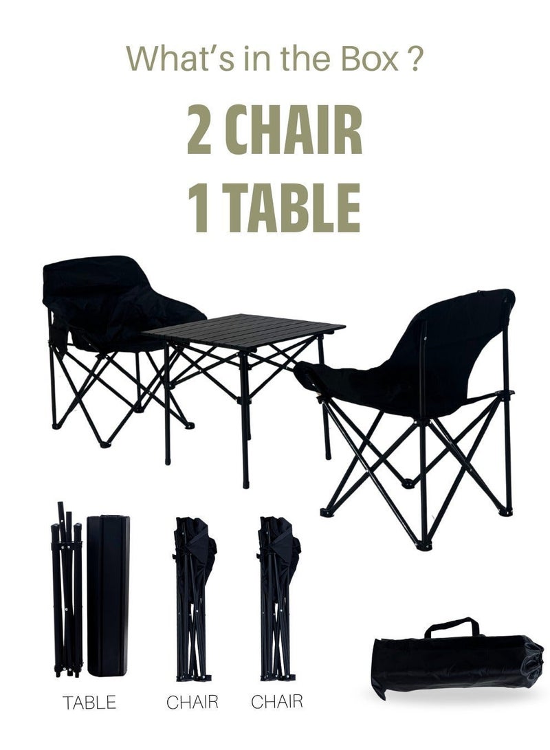 Outdoor Folding Camping Chair & Table Set, 2 Chair 69x46x63 cm, Table 53x51x50 cm - Image 3