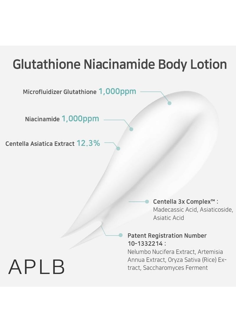 APLB Glutathione Niacinamide Body Lotion | LIPO GLUTA NIAC CEN™ 12.5% 10.14 FL.OZ/Korean Skincare, Long lasting hydration, Revitalize for gentle and improve skin texture - Image 4