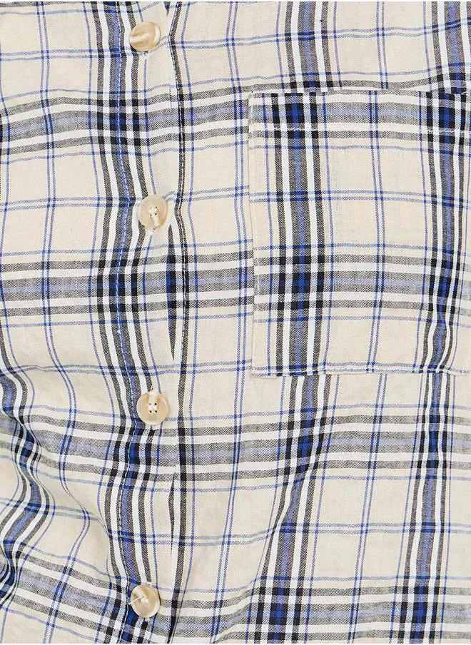 ستايلي Checkered Print Oversized Longline Shirt