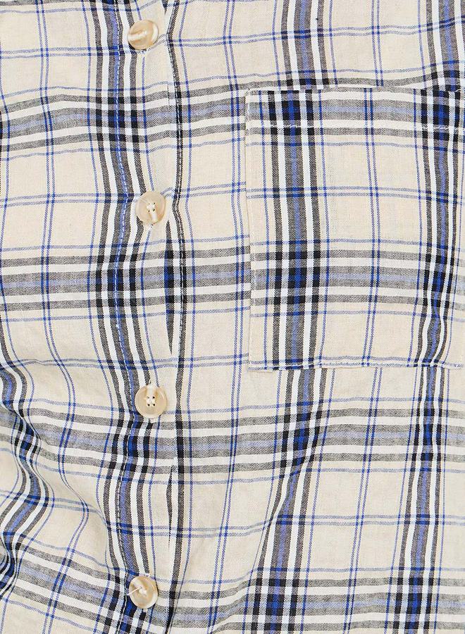 Styli Checkered Print Oversized Longline Shirt - Image 4