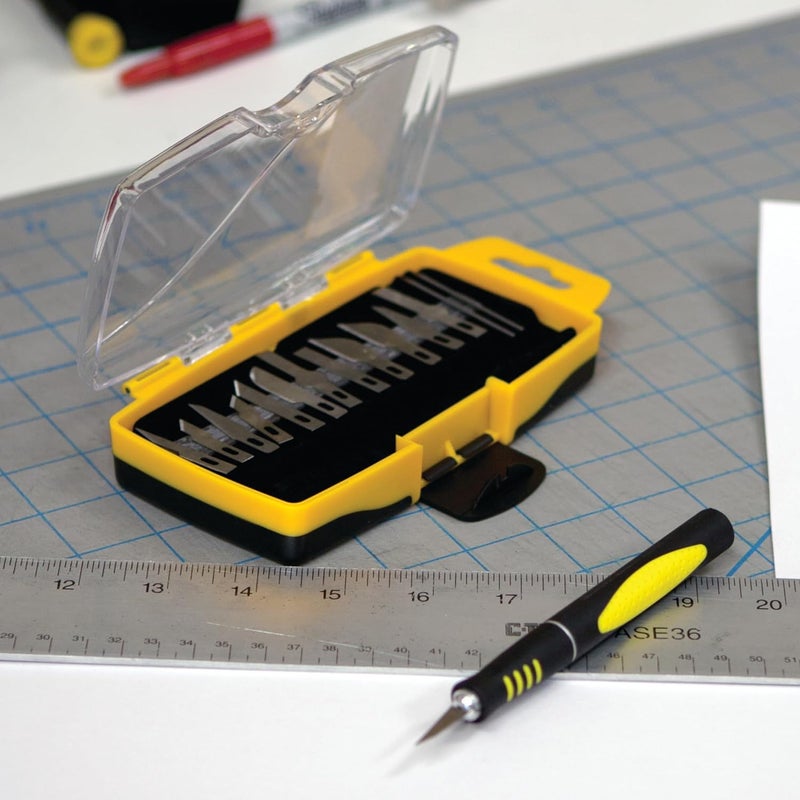 Performance Tool W9170 Precision Hobby Knife Set - 14 Blades for Various Projects with Comfortable Contoured Handle and Storage Case - Image 3
