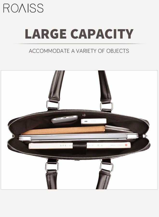 رويس حقيبة كتف ومحفظة للرجال، حقيبة عمل كروس بودي، أحزمة قابلة للتعديل، حقيبة ظهر أفقية غير رسمية بسحاب، حقيبة كمبيوتر محمول جديدة متعددة الوظائف مع تخزين متعدد الطبقات، بني - Image 3