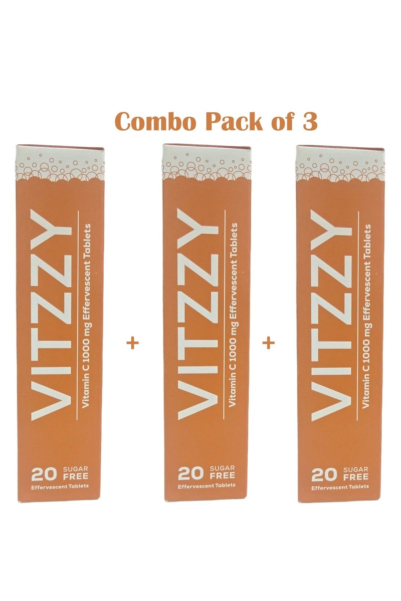 VITZZY فيتامين سي 1000 ملغ 60 قرص (حزمة كومبو 3)