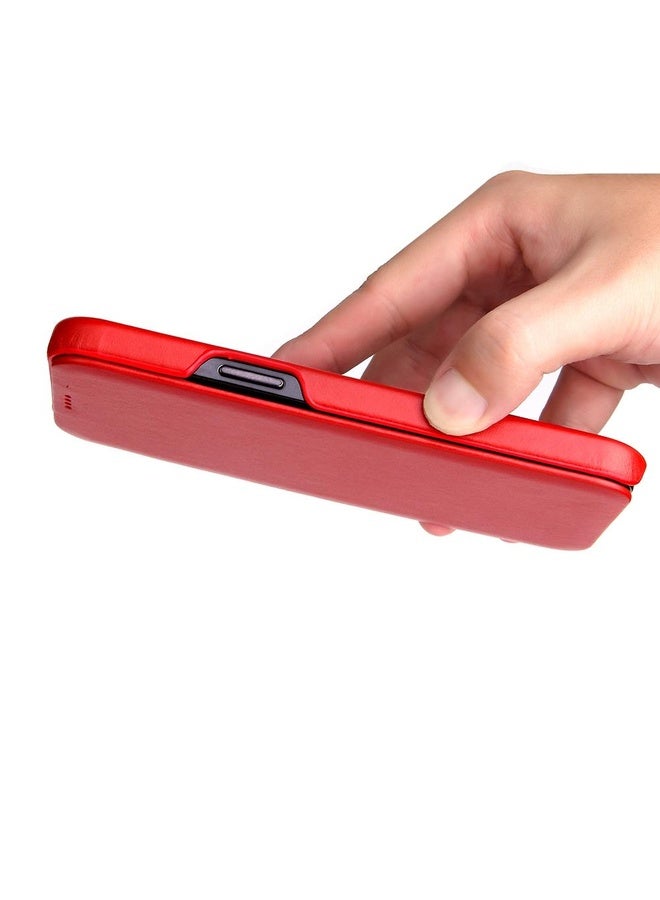 Case Cover For iPhone 12 / 12 Pro Fierre Shann Business Magnetic Horizontal Flip Genuine Leather Case(Red)