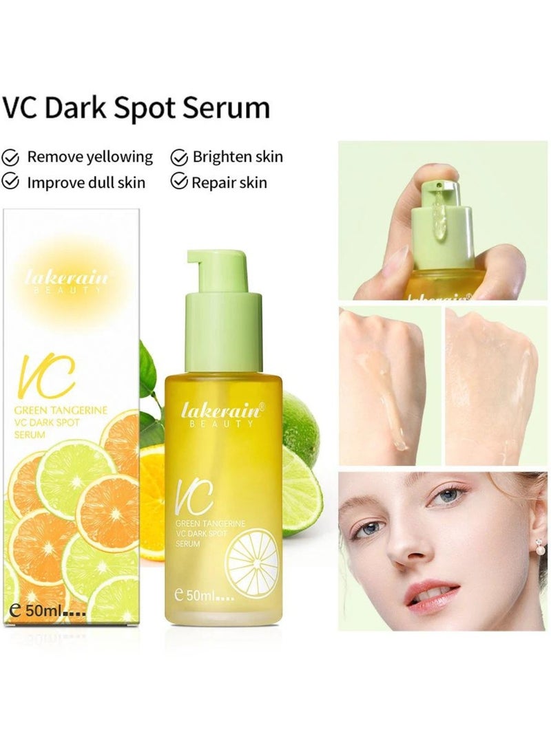 50ml Green Tangerine Vitamin C Face Serum Anti Aging Serum with Orange Extract and Niacinamide Reduce Dark Spots Acne Fine Lines and Wrinkles Hydrating Moisturizing Brightening Serum