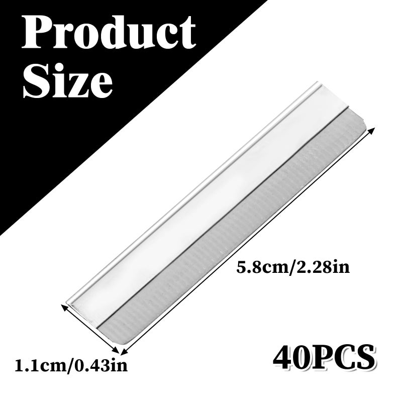 Zyghjort Straight Razor Blades, 40 Pcs Stainless Steel Brow Razor Single Edge Disposable Safety Eyebrow Trimmer Facial Hair Removers Shaving Tools Blade Refills for Men and Women - Image 2