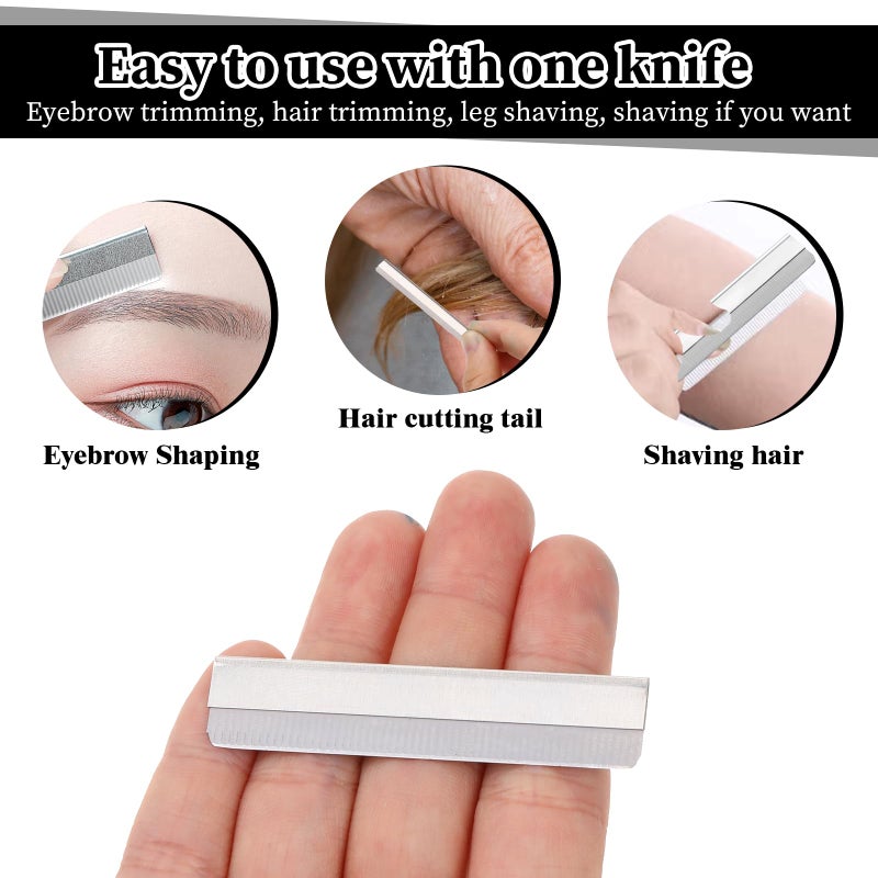 Zyghjort Straight Razor Blades, 40 Pcs Stainless Steel Brow Razor Single Edge Disposable Safety Eyebrow Trimmer Facial Hair Removers Shaving Tools Blade Refills for Men and Women - Image 4