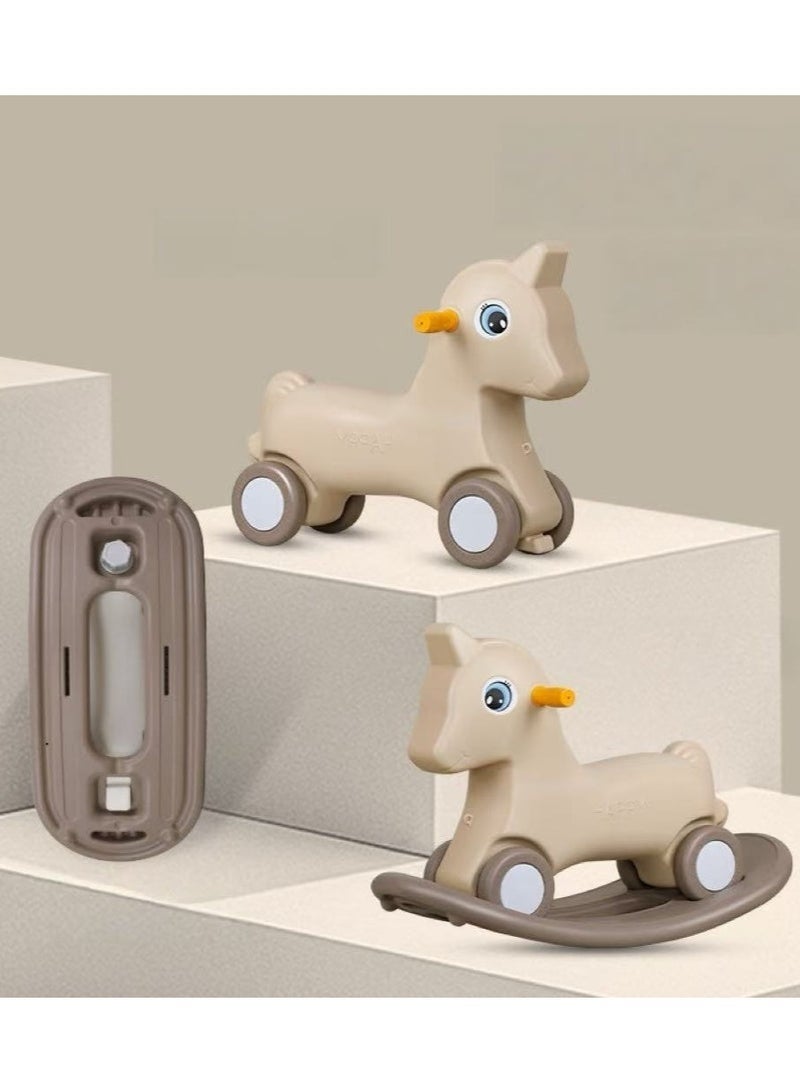Rocking Horse, Ride on Baby Car for Kids，Pony Animal Rocker with Detachable Balance Board，Toddler Ride-On Toy Baby Learning Toy for Toddlers 1-3 Years(Brown，K-616) - Image 1