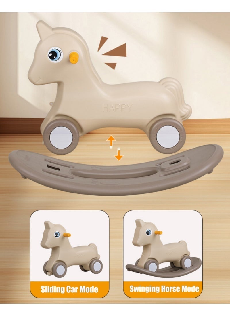 Rocking Horse, Ride on Baby Car for Kids，Pony Animal Rocker with Detachable Balance Board，Toddler Ride-On Toy Baby Learning Toy for Toddlers 1-3 Years(Brown，K-616) - Image 2