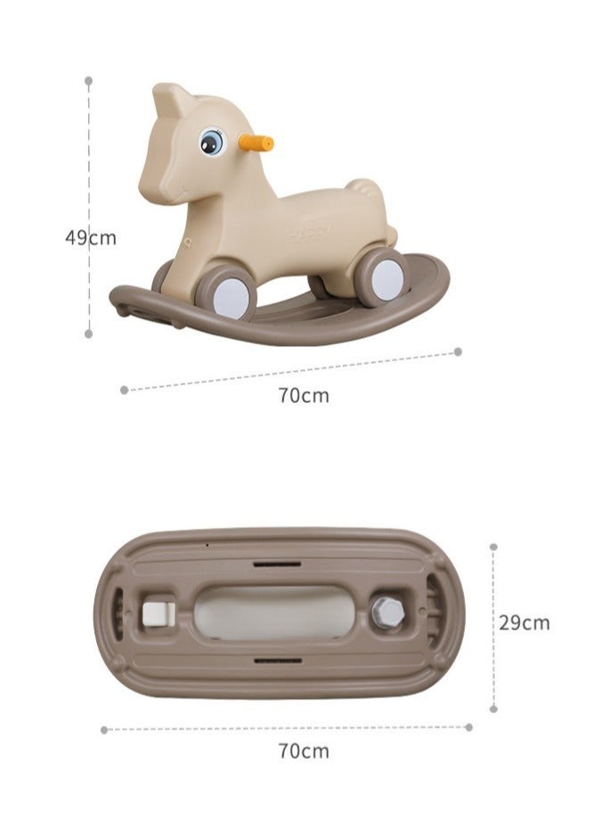 Rocking Horse, Ride on Baby Car for Kids，Pony Animal Rocker with Detachable Balance Board，Toddler Ride-On Toy Baby Learning Toy for Toddlers 1-3 Years(Brown，K-616) - Image 3