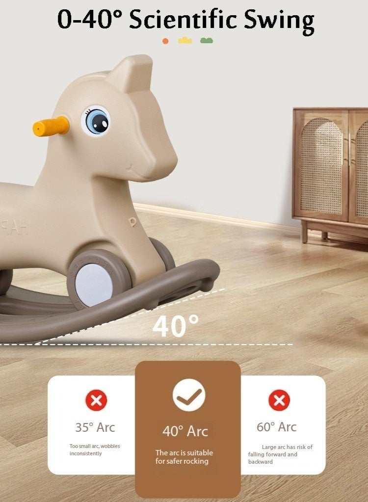 Rocking Horse, Ride on Baby Car for Kids，Pony Animal Rocker with Detachable Balance Board，Toddler Ride-On Toy Baby Learning Toy for Toddlers 1-3 Years(Brown，K-616) - Image 4