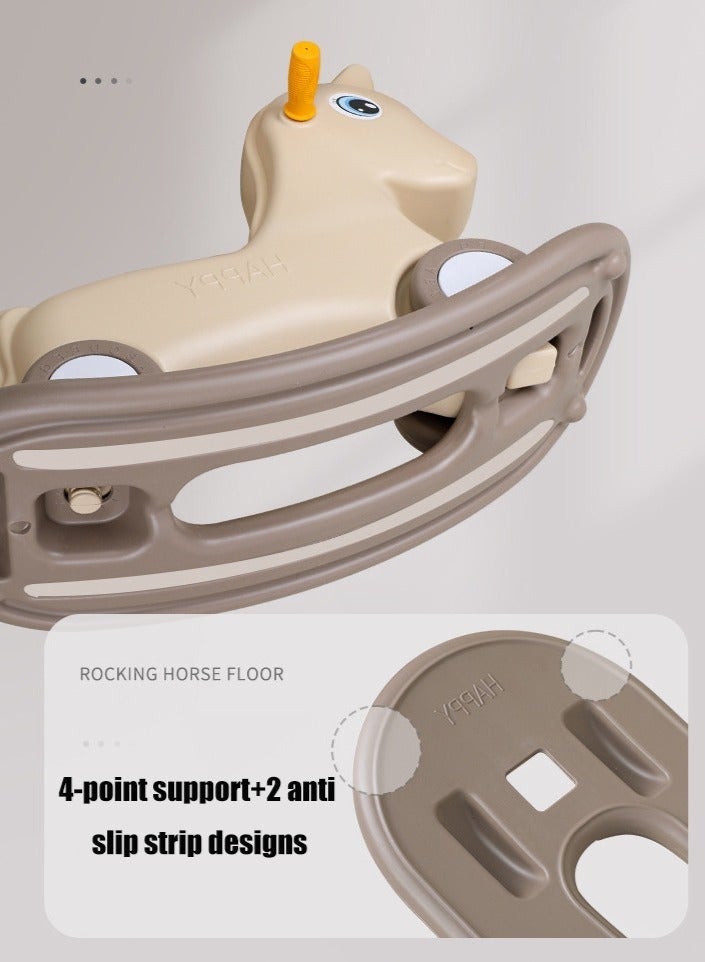 Rocking Horse, Ride on Baby Car for Kids，Pony Animal Rocker with Detachable Balance Board，Toddler Ride-On Toy Baby Learning Toy for Toddlers 1-3 Years(Brown，K-616) - Image 5
