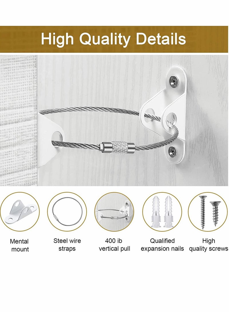 Furniture Strap for Baby Proofing Anchors Wall Metal Secure 400 Pound Falling Prevention Straps Adjustable Safety Earthquake Protect Toddler and Pet (10 Pack) - Image 2