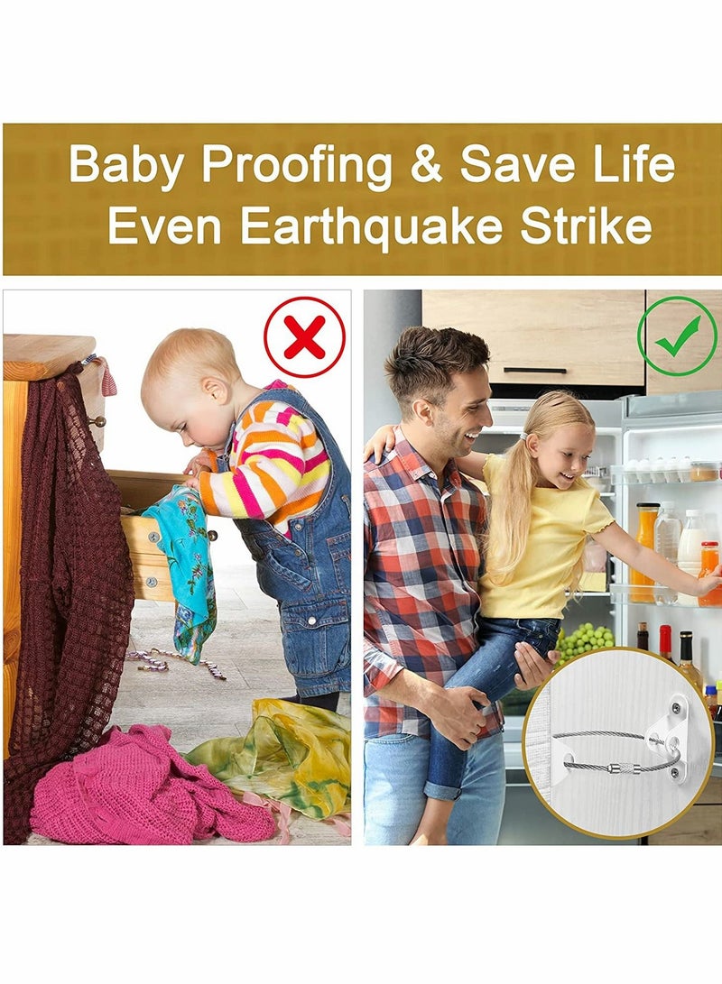 Furniture Strap for Baby Proofing Anchors Wall Metal Secure 400 Pound Falling Prevention Straps Adjustable Safety Earthquake Protect Toddler and Pet (10 Pack) - Image 5