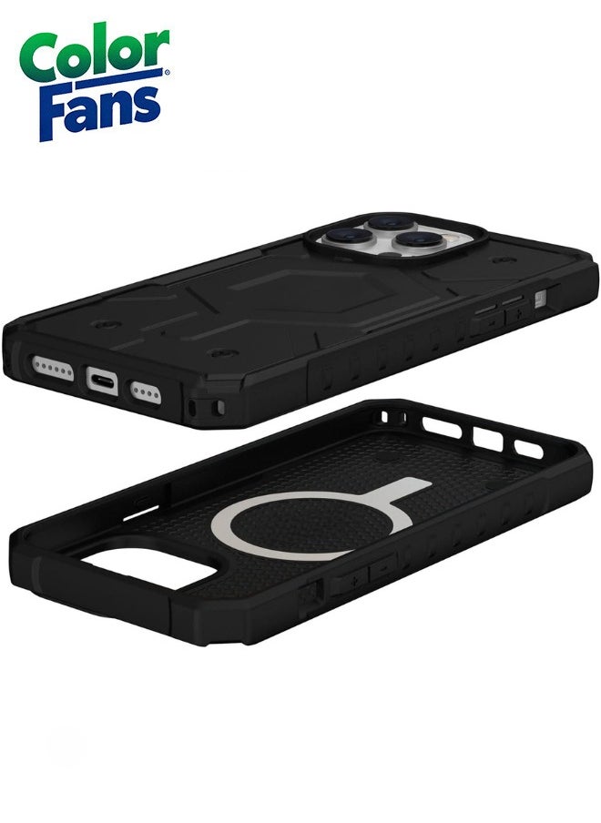 Color Fans Apple iPhone 13 Pro Max Case 6.1" Pathfinder Built-in Magnet Compatible with Magnet Charging Slim Lightweight Shockproof Dropproof Rugged Protective Cover - Black  - Image 2