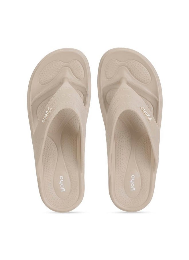 YOHO YOHO Drizzle Soft Slippers for Women | Mild Acupressure | Lightweight, Beige UK5  - Image 1
