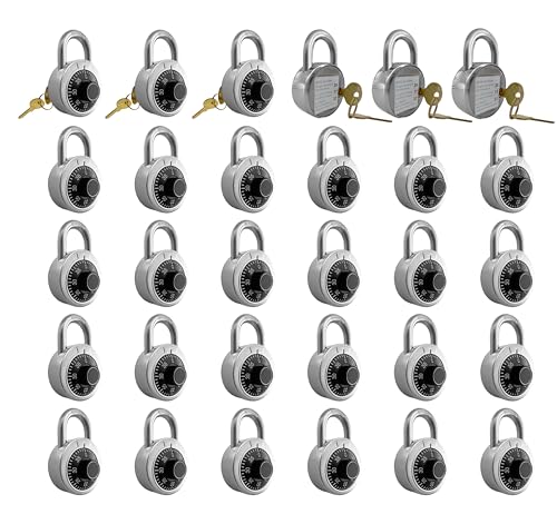 DuoTyga Combination Padlock with Key, 30 Pack 12 Keyed Alike Matching Key, Combination Locker Lock for Toolbox, School and Gym Locker, Employee and Case, Black - Image 1