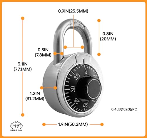 DuoTyga Combination Padlock with Key, 30 Pack 12 Keyed Alike Matching Key, Combination Locker Lock for Toolbox, School and Gym Locker, Employee and Case, Black - Image 3