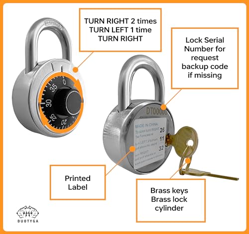DuoTyga Combination Padlock with Key, 30 Pack 12 Keyed Alike Matching Key, Combination Locker Lock for Toolbox, School and Gym Locker, Employee and Case, Black - Image 4